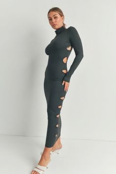 Introducing our Heather Charcoal Cutout Detail Maxi Dress—a sophisticated and alluring addition to your wardrobe designed for a perfect blend of style and comfort. This maxi dress features cutout details for a touch of allure, crafted from a luxurious blend of 94% Polyester and 6% Spandex for both comfort and a chic look.Key Features:1. Fabric: Immerse yourself in the soft and luxurious feel of 94% Polyester and 6% Spandex, ensuring a perfect combination of comfort and style.2. Fit: Available in Street Dress, Activewear Sets, Chic Look, Wardrobe Design, Dress Measurements, Shirt Accessories, Luxury Fabrics, Plus Size Tops, Beauty Women