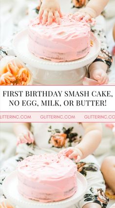 the first birthday smash cake, no egg milk or butter is made with this recipe