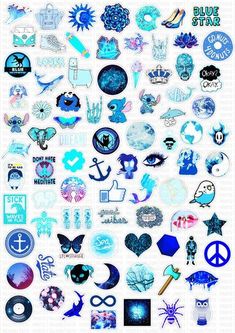 an assortment of stickers with different designs