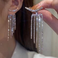 Women's Drop Earrings Fine Jewelry Tassel Fringe Precious Stylish Luxury Earrings Jewelry Silver For Wedding Party 1 Pair 2024 - $5.71 Long Tassel Earrings, Luxury Earrings, Tassel Drop Earrings, Stil Elegant, Classic Earrings, Tassel Jewelry, Wedding Party Jewelry, Birthday Jewelry Gift, Girls Jewelry