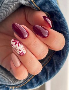 We’ve rounded up the best fall manicures for you to choose from, with ideas for every taste, including neutral or solid color nails as well as some more dramatic options with cute nail art that nods to the holiday season. We’re talking pumpkins, falling leaves, acorns, and even some manicures with tiny turkeys! Some designs are a little less on the nose, like an “autumn kisses” manicure featuring an all-over lip print in everyone’s favorite fall colors, Maroon Nail Designs, Milky Nails, Thanksgiving Nails, Fall Nail Art, Autumn Nails, Heart Nails, Fall Nail