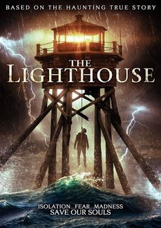 the lighthouse movie poster with an image of a man standing on a pier