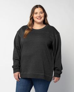 This classic crew neck fleece is so versatile - it looks great in any setting and pairs perfectly with jeans or leggings for extra comfort! With a flattering tunic length and smooth finish, you'll love the ease of movement from the side slits finished off with white twill tape. Get ready to multitask in unbeatable style with this amazing piece! An essential long sleeve plus size top for your everyday outfits chicka-d Back To Basics Tunic | Black | Tops | Materials & Care Instructions: ['60% Cott Skirt Belt, Back To Basics, Plus Size Top, Tunic Length, Twill Tape, Everyday Outfits, Womens Clothing Tops, Clothing Brand, Fashion Clothes Women