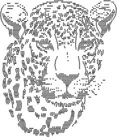 a black and white image of a tiger's face made out of small dots