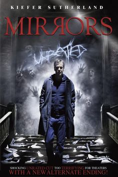 a movie poster for mirrors with a man standing in the doorway