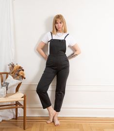 The Knot Overalls are our latest version of our flattering overalls collection! Made from stretch... Cotton Shortalls With Adjustable Straps For Work, Cotton Workwear Shortalls With Adjustable Straps, High-waisted Cotton Denim Jumpsuit For Work, Workwear Shortalls With Suspenders, Workwear Overalls With Adjustable Straps, Everyday Bib Front Overalls With Pockets, Casual Cotton Jumpsuits And Rompers With Belt Loops, Black Cotton Jumpsuits And Rompers With Adjustable Straps, Cotton Denim Jumpsuit For Work With Straight Leg