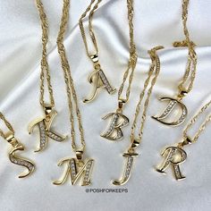 VALENTINE'S SALE! BUY ANY 2 ITEMS, GET 1 FREE + FREE SHIPPING! DESCRIPTION: Our gorgeous high polish 18K Gold Plated Script Initial Necklace is accented with the highest quality of baguette cut Cubic Zirconia crystals. It's beautiful and classic design is the perfect piece to complete your look. MATERIAL: 18K Gold Plated over Stainless Steel. Hypoallergenic, Tarnish Free and Water Resistant. LENGTH: Multiple chain sizes available for selection above. Pendant: 0.7 inches Mix and match with any of Gents Kada, Gold Initial Ring, Script Initial, New Year Sale, Valentines Sale, 18k Gold Necklace, Jewelry Accessories Ideas, Initial Ring, Gold Initial