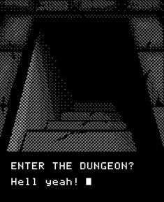 an old video game screen with the text enter the dunggonn? hell yeah