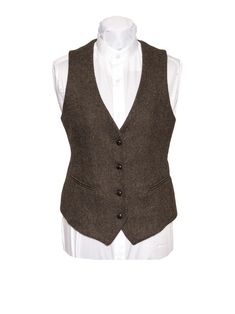 Women's Brown Tweed Waistcoat | Etsy Elegant Tweed Three-piece Suit For Fall, Elegant Fall Tweed Three-piece Suit, Elegant Brown Notch Lapel Vest, Elegant Brown Vest With Notch Lapel, Fitted Single-breasted Tweed Vest, Single Breasted Tweed Vest For Workwear, Tailored Single-breasted Tweed Vest, Elegant Brown Winter Vest, Formal Tailored Tweed Vest