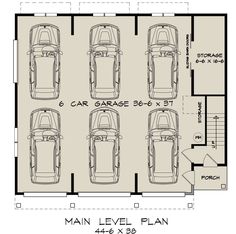 three car garage plan with four cars in it