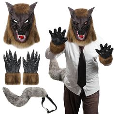 Novelty Costumes For Winter Costume Party, Novelty Winter Costumes For Costume Party, Novelty Winter Cosplay Costumes, Novelty Costumes For Costume Party In Winter, Werewolf Cosplay, Wolf Claws, Wolf Paws, Halloween Werewolf, Werewolf Mask