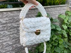 Handwoven White Shoulder Bag,  Crochet Bag, Knitted Bag, Yarn Designer Bags And Purse, Luxury Bag, Handcraft Bag, gifts, Bag Pattern, Festival Bag, Hand Woven Bag, gifts for her Handmade white bag is in stock. You can contact us for different colors and models. This wonderful yarn handmade bag is the perfect accessory for your outfit. Who doesn't love the color white? It's a very cute bag.Our designer bag is very useful. It is a shoulder bag for luxury bag lovers.The crochet bag is a great gift for loved one and will add a unique look to your style. To be the happy owner of this hand-woven bag, just add it to the cart! Lenght: 26 cm - 10.24 inç Height:  20 cm - 7.87 inç Witdh: 8 cm - 3.15 inç For any questions you have, please contact us. Condition is Excellent All our bags available at sh White Crochet Bag With Top Handle For Everyday, White Top Handle Crochet Bag For Everyday Use, White Crochet Top Handle Bag, White Crochet Bag For Daily Use, White Hand Knitted Crochet Bag, White Hand-knitted Crochet Bag, White Knitted Rectangular Shoulder Bag, Handwoven White Bag As A Gift, White Top Handle Crochet Bag For Daily Use