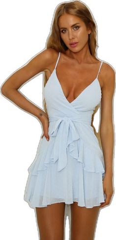 Elegant Sleeveless Mini Dress With Wrap-around Straps, Elegant Mini Dress With Wrap-around Straps For Date Night, Light Blue Party Dress With Ruffled Straps, Elegant Party Mini Dress With Wrap-around Straps, Light Blue Mini Dress With Ruffled Straps For Party, Elegant Mini Dress With Wrap-around Straps For Party, Elegant Mini Dress With Spaghetti Wrap-around Straps, Chic Party Dress With Wrap-around Straps, Elegant Mini Dress With Wrap-around Straps