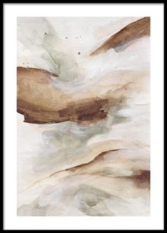 an abstract painting with brown and white colors