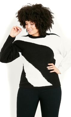 Shop Evans Black Mono Colour Block Jumper at Yours Clothing. Discover women’s plus size clothing in sizes 10-36 with fast delivery. Cropped Linen Trousers, Party Dress Sale, Curve Fashion, Black Jumper, Leggings Sale, Date Night Dresses, Denim Coat Jacket, Mini Dresses Summer, Block Design