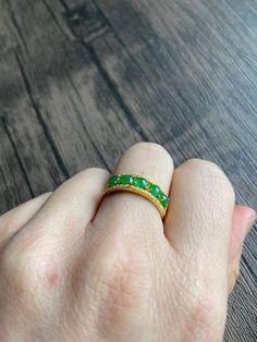 🌈 18-K Gold Jade Ring, Jadeite Jade, Green, Size US7 3/4 🌷 Untreated Natural Jadeite Jade/ Grade A Jade 🌷 Certified : YES 🌷 Jade from Myanmar/ Burma 🌷 Ring Size : US 7 3/4 🌷 Color : Green 🌷 Free standard shipping from Hong Kong with tracking included 🌷 Take approximately 7-21 days to arrive worldwide Chinese Jewelry, Lavender Green, Jade Bangle, Jade Ring, Jade Stone, Jade Pendant, Burmese, Jade Green, 21 Days