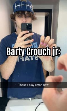 a man taking a selfie in front of a mirror with the caption party crouch ir