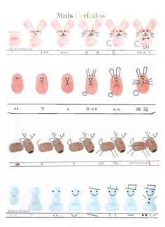 an illustrated drawing of different types of animals