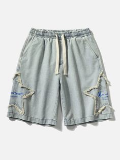 Look and feel your best in our TALISHKO™ - Pentagram Alphabet Print Denim Shorts, a high-quality Shorts! Looking for the perfect pair of shorts to hit the