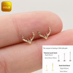 Metal: 14k solid gold, Available Gold color: Yellow gold  Guaranteed Authentic : 14K Solid Gold, Not Gold Plated, Gold filled Thickness:0.82mm (20G) Stamp:14k ★Every ear is different, the length of backings that most suitable for your ear will depend on your ear thickness ★Titanium is a very safe metal, so we don't plate it, in order to avoid some people are allergic to the plating material. NOTE The item combined by 14k solid gold and implant grade titanium push in back,  packed in a beautiful Jewelry Box   SHIPPING ADDRESS All the orders will ship to the supplied address through your Etsy Order, Please leave your phone number,will give to carrier for safe deliver. We will not send and replacement parcels due to incomplete or inaccurate address.  PACKING ●Can be Gift packed including Jewe Gold Single Cartilage Earring As Gift, Gold Cartilage Single Earring As A Gift, Gold Single Earring Cartilage Earrings As Gift, Dainty Gold Cartilage Earrings As A Gift, Gold Sterling Silver Cartilage Earrings Gift, Nickel-free Gold Cartilage Earrings Gift, Gold-plated Piercings As Gift, Tiny Gold Sterling Silver Cartilage Earrings, Gold Plated Piercings As Gift