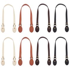 PRICES MAY VARY. 4 Color Bag Strap: 4 different classy color: coconut brown, sienna, black, and white, each color has 2pcs, total 8pcs bag strap, easily match the style of your bag, elegant and fashionable, goes well with the rustic look of the bag. Purse Strap Size: about 0.79 inch(20mm) wide, 24.21 inch(615mm) long, 0.14 inch(3.5mm) thick, hole: 0.07 inch(1.8mm) and 0.10 inch(2.5mm), oval: 2.62x1.59x0.12 inch(66.5x40.5x3mm), suitable size for your DIY bag strap. Easy to Use: These handles are Diy Purse Strap, Tote Bag Making, Diy Bag Strap, Modern Handbag, Diy Crochet Bag, Purse Crafts, Diy Wallet, How To Make Purses, Beg Tangan