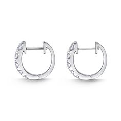 These classic diamond hoops will become her favorite pieces of jewelry. The sparkling diamonds in these 5-Stone Huggies will highlight her face beautifully. Round Diamond Earrings, Huggie Earring, Diamond Fashion, Earrings Collection, Signature Collection, Gold Fashion, Sparkle Diamonds, Huggies Earrings, White Gold Diamonds