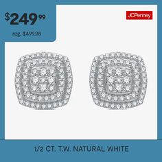 Diamond Clarity: I3Earring Back: FrictionSetting: ProngStone Cut: RoundDiamond Color: I-JMetal Color: WhiteEarring Length: 9.8mmEarring Width: 9.8mmRounded Carat Weight: 1/2 Ct. T.w.Care: Wipe CleanStone Type: 122 Natural DiamondAuthenticity: Natural DiamondBirthstone: April BirthstoneEarrings Style: Stud Earrings, Halo Earrings, Multi-Diamond EarringsMetal: Sterling SilverCountry of Origin: Imported White Cubic Zirconia Cluster Earrings For Anniversary, White Diamond Cut Cluster Earrings For Anniversary, Anniversary White Diamond Cut Cluster Earrings, White Cluster Earrings With Diamond Accents For Anniversary, White Diamond Earrings With Halo Setting For Anniversary, White Diamond Earrings With Halo Design For Anniversary, White Diamond Halo Earrings For Anniversary, White Cluster Earrings With Halo Setting For Anniversary, White Cluster Earrings With Halo Design For Anniversary