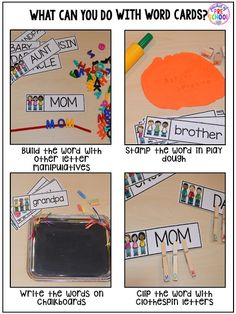 what can you do with word cards to teach children about mother's day?