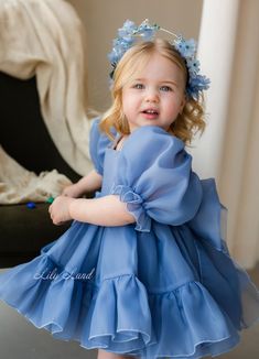 Buy Navy Blue First Birthday Dress Flower Girl Dress Puffy Online in India - Etsy Blue First Birthday, Sorority Dresses, Dress Organza, Green Linen Dress, First Birthday Dress, Convertible Bridesmaid Dress, First Birthday Dresses