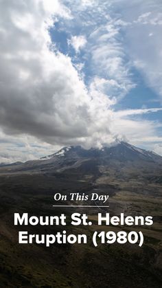 an image of mount st helens erupton in the sky with clouds