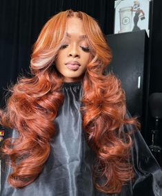 Ginger Wig Blonde Highlights, Ginger With Blonde Money Piece, Orange Hair, Ginger Hair, Black Girls Hairstyles, Blonde Highlights, Cute Black, Girl Hairstyles, Wigs