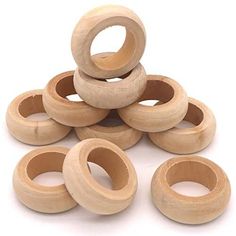 a pile of wooden rings sitting on top of each other