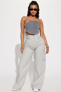 Available In Charcoal. Denim Top Frayed Hem V-Hem Adjustable Lace Up Back Cropped 100% Cotton Imported | Aella Denim Top in Charcoal size XL by Fashion Nova Modest Spring Outfits, Bodycon Outfits, Fashion Nova Outfits, Effortlessly Chic Outfits, Outfit Inspo Casual, Causual Outfits, Fashion Nova Dress, Teenage Fashion Outfits, Denim Top