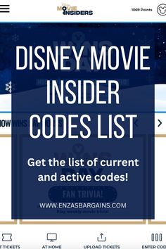 the disney movie insider code list is shown in this screenshoter's image