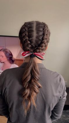 Gymnastics Meet Hair, Volleyball Hair Bows, Dance Competition Hair, Cute Volleyball Hairstyles, Volleyball Hair, Soccer Hair, Track Hairstyles, Basketball Hairstyles, Competition Hair