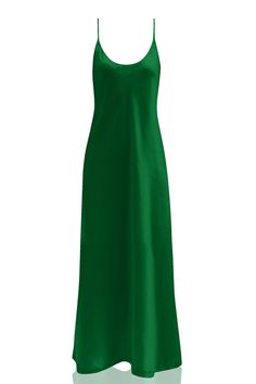 Kyle X Shahida long silk slip silk green slip dress maxi dress with slip