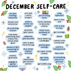 Self Care Winter Ideas, December Wellness Ideas, Winter Self Care Tips, Christmas Self Care Ideas, December Self Care Calendar, Winter Self Care Ideas, December Routine, Christmas Instagram Ideas, Holiday Mindfulness