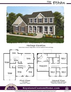 the floor plan for this two story home