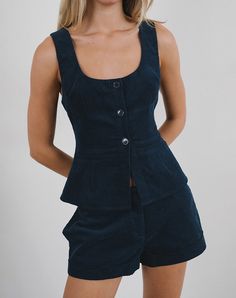 Navy Baby Cord Vest | Ganita – motelrocks-com-us Endless Fashion, Office Fits, Nyc Outfits, Ankle Length Skirt, Navy Baby, Party Dress Long Sleeve, Bandeau Dress, Midi Dress Summer, Swimwear Sale