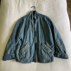 Free People Dolman Quilted Knit Jacket In Denim Color Size Xs Washed Once, But Never Worn Before Denim Quilt, Denim Color, Free People Denim, Colored Denim, Knit Jacket, Quilted Jacket, Jean Coat, Jean Jacket, Free People