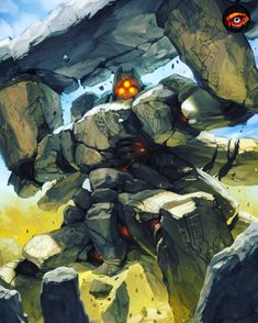 an image of a sci - fi character standing in front of some rocks and boulders