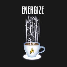 a star trek coffee cup with the words energize above it