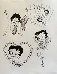 betty boop tattoos in classic art style Betty Boop Tattoos, Betty Boop Art, Tattoo Portfolio, Cartoon Tattoos, Tattoo Flash Art, Six Feet Under, Dope Tattoos, Simplistic Tattoos, Tattoo Design Drawings