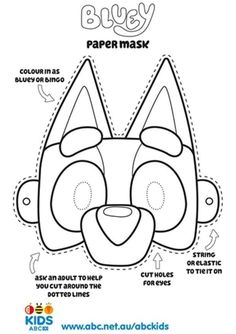 a paper mask with instructions to make it look like a cat's face and eyes