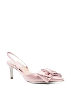 René Caovilla Sara 65mm Leather Pumps - Farfetch Pink Pumps, Rene Caovilla, Leather Bow, Leather Bows, Leather Pumps, Cute Shoes, Shoe Brands, Pretty Things, Calf Leather