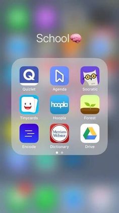 an iphone screen with the school icon on it and other icons in the bottom right corner