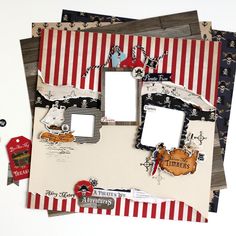 an altered photo frame with pirate themed paper