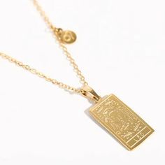 Gold Rectangular Spiritual Jewelry, Gold Rectangular Spiritual Necklace, Vintage Jewelry With Adjustable Rectangular Chain, Vintage Rectangular Jewelry With Adjustable Chain, Leo Necklace Zodiac, Zodiac Pendant, Zodiac Necklaces, Gold Plated Necklace, Keep It Cleaner