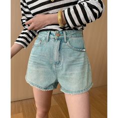 Washed Wide Leg Raw-Edge Denim Shorts Fabric: Light Blue: 95% Cotton+5% Viscose+37% Nylon Blue: 90% Cotton+10% Polyester Size: S, M, L, XL, 2XL, Multiple Color Selections: Blue, Light Blue  Season: Summer Casual Short Denim Skirt For Summer, Casual Denim Skirt With Built-in Shorts For Summer, High Rise Denim Skirt With Built-in Shorts For Spring, Summer Light Wash Short Denim Skirt, Short Blue Denim Skirt For Summer, High Rise Washed Blue Jean Shorts For Spring, Light Wash Short Denim Skirt With Pockets, Casual Medium Wash Short Denim Skirt, Casual Light Wash Short Denim Skirt