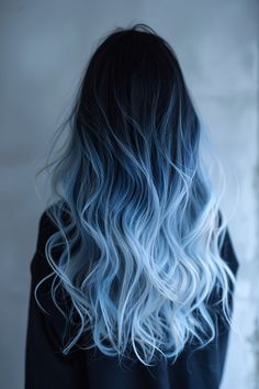 Pastel Blue Hair Ombre, Brown Blue Ombre Hair, Silver Blue Hair Ombre, Blue And Brown Hair Ideas, Long Hair Color Ideas For Brunettes, Hair Color Ideas Cool Tones, Hair Color Ideas For School, Blonde To Blue Hair, Brown To Blue Hair